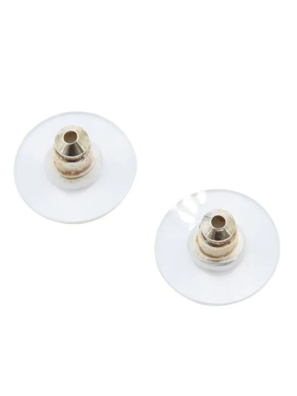 Chanel Earrings Silver Metal CC Logo